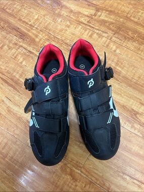 Peloton Black Cycling Shoes with Red Lining and White Accents